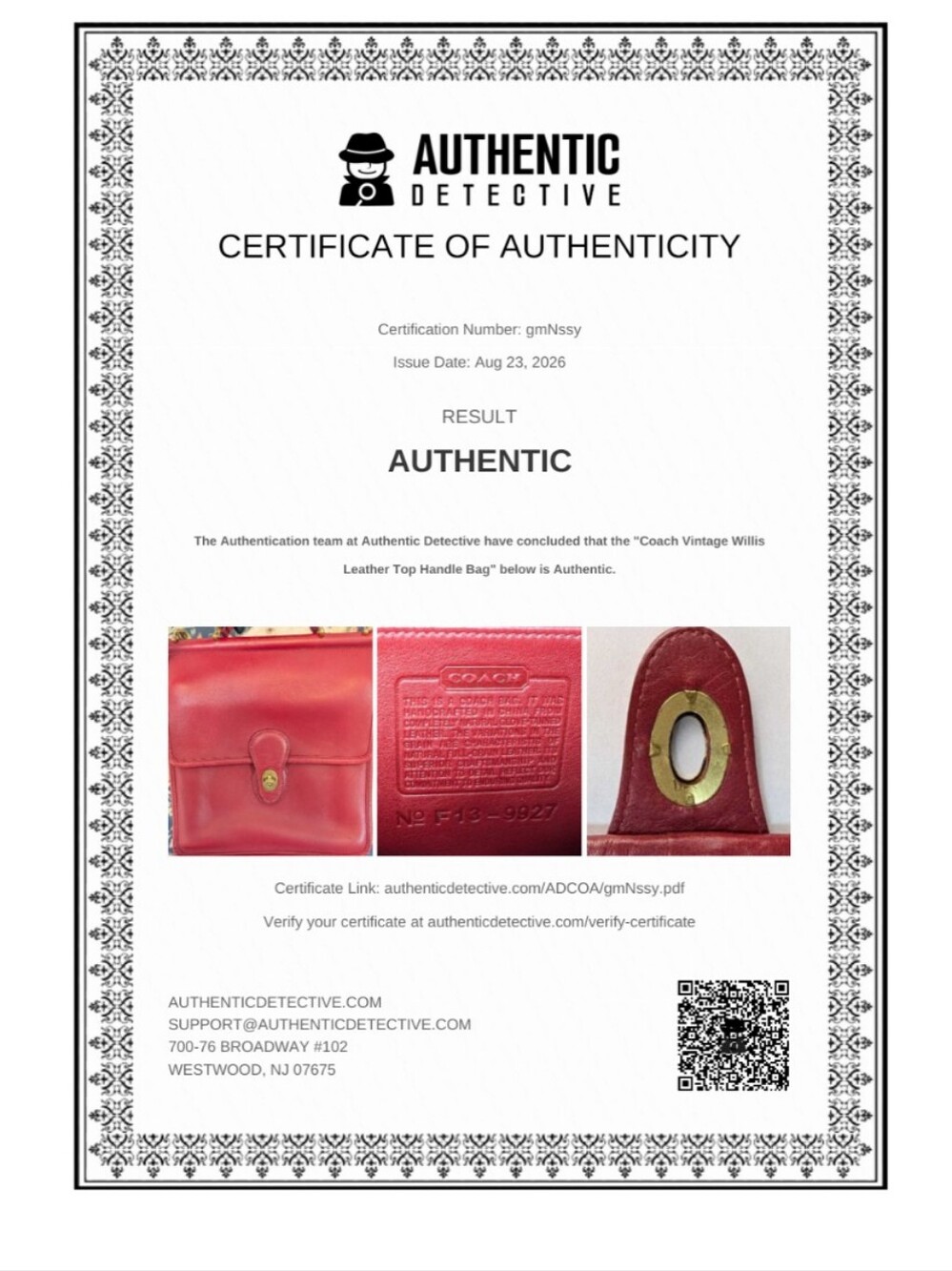 Vintage Coach Willis Bag Red Leather Brass Hardware Crossbody 9927 - Picture 2 of 16